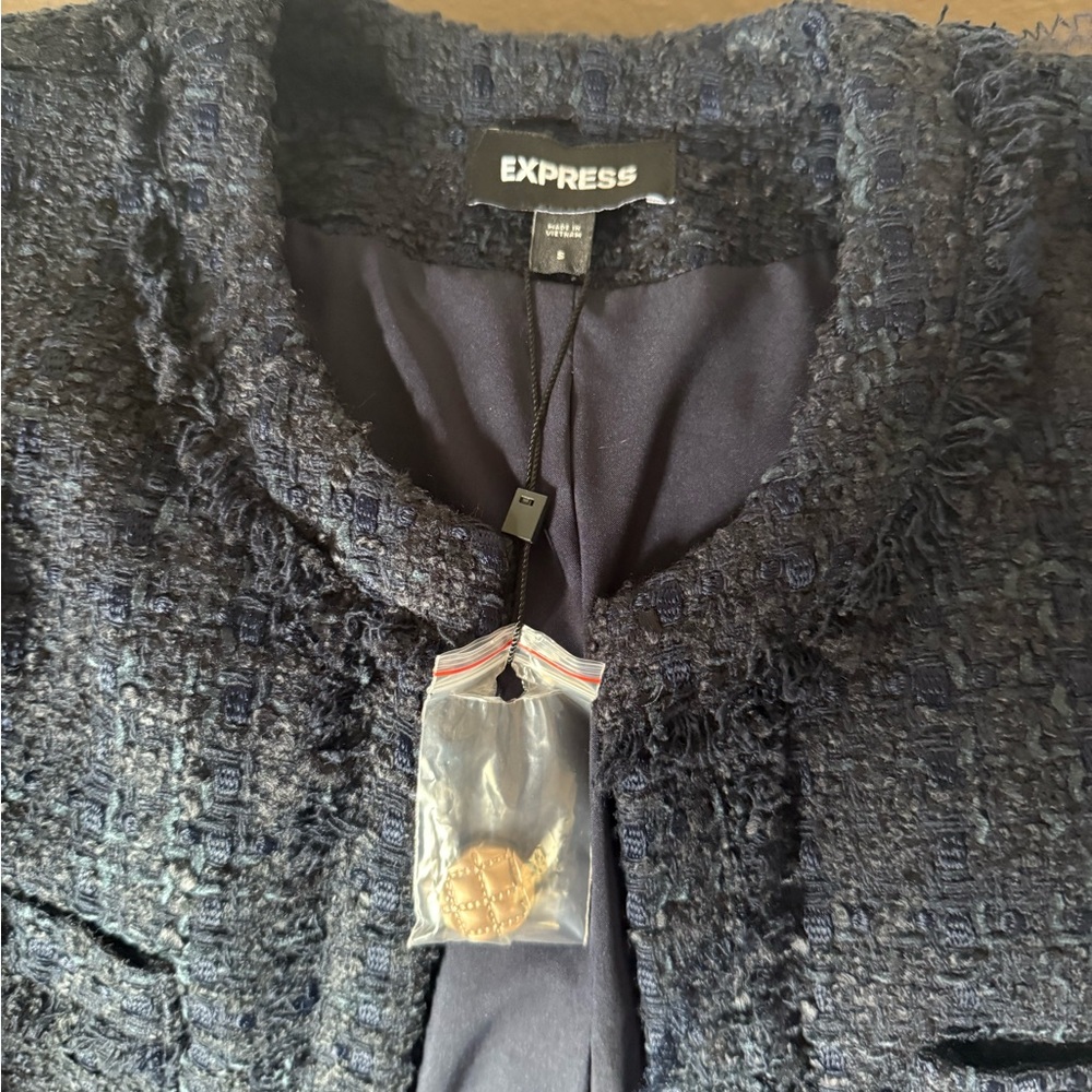 Express Navy Tweed Blazer - Picture 3 of 5